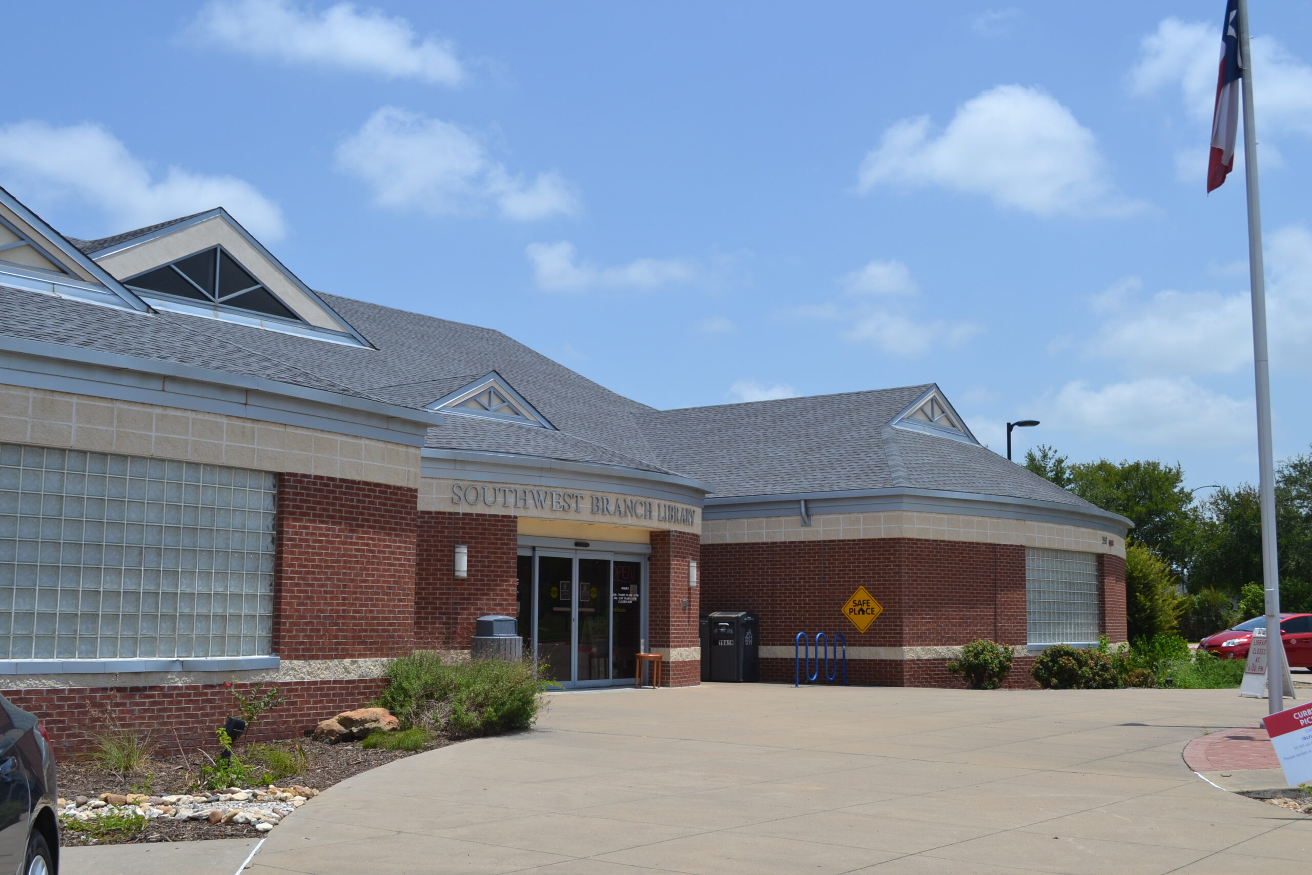 View of Southwest Branch Library building from parking lot.