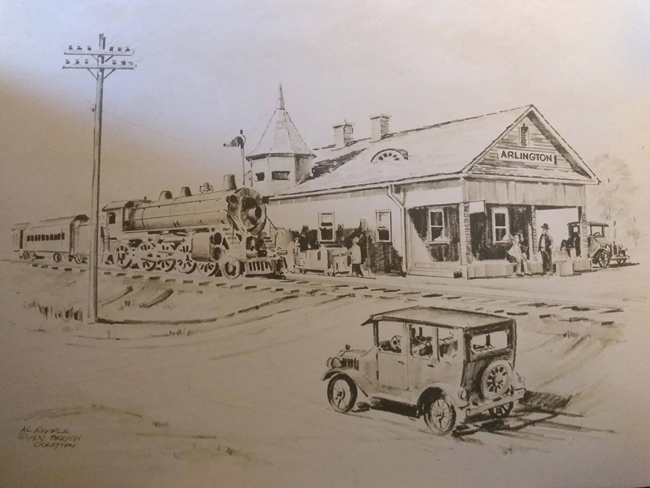 A sketch of Arlington’s T&P Depot.