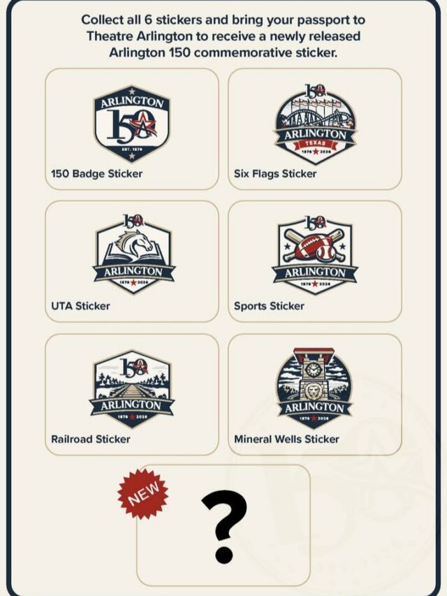 🎉 We have some exciting news!
We will be unveiling a new, never-before-seen, SEVENTH Arlington 150 commemorative sticker in September at Downtown Arlington Texas's First Thursdays event!

We've been highlighting a new sticker every month. Those are available for free at City Hall, your local library, or a recreation center. But this seventh sticker (which we are not unveiling until Sept. 3!!!) will only be available at this family-friendly event. 

Who's excited???
I'm excited!!!
#Arlington150