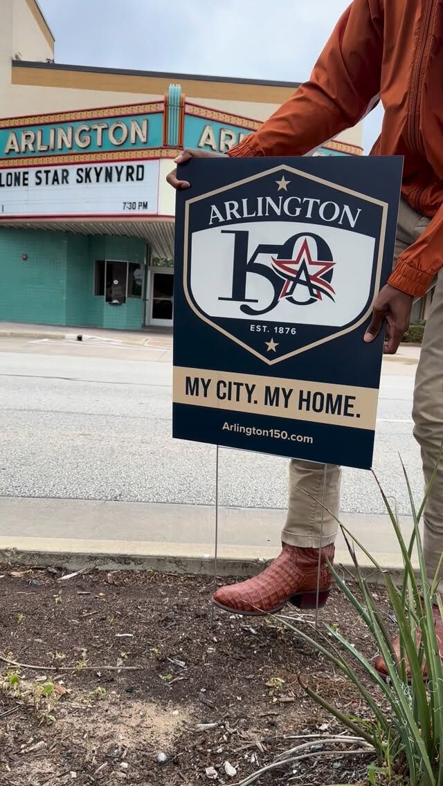 Grab a sign and share the pride! 
We’ve seen 150th Anniversary yard signs going up all around Arlington, have you picked up yours yet?

Arlington residents, businesses and organizers are invited to pick up Arlington 150th Anniversary yard signs for free as part of the city’s yearlong sesquicentennial celebration. Find your free yard sign at City Hall or a public library or recreation center near you! And don’t forget to share a picture with us once you have your sign up. 

Learn more at the link in our bio. 

#arlington150
